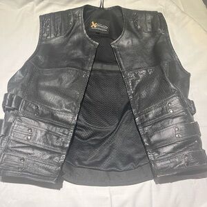 Men's Motor cycle Black Leather Vest
